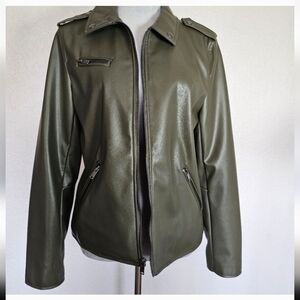 Apt. 9 Olive Green Faux Leather Jacket